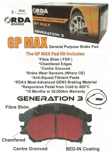 Volkswagen Golf Mk7 Front Brake Pads including Wear Sensor RDB2267 RDA Brakes GP Max DB2383