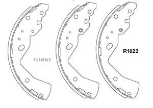 Ford Ranger PXII Rear Brake Shoes R1822