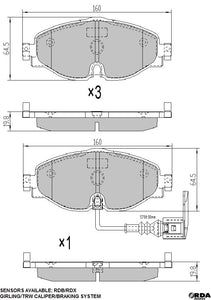 Volkswagen Golf Mk7 Front Brake Pads including Wear Sensor RDB2267 RDA Brakes GP Max DB2383